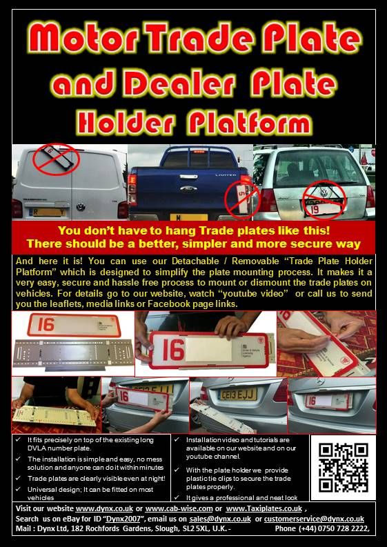 Motor Trade Plate or Dealer Plate Holder Platform Out of Sock. Dynx